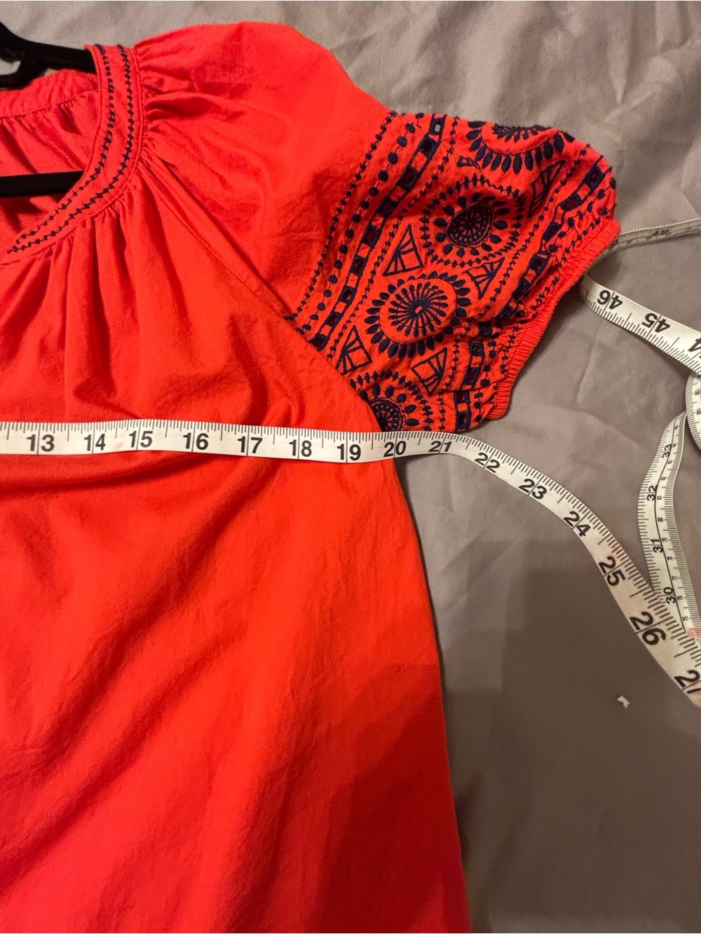 St. John’s Bay 100% Cotton Embroidered Peasant Blouse Orange Medium - Picture 12 of 16